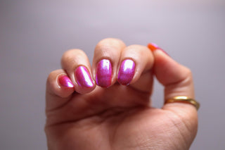 Image provided for Bee's Knees by a paid swatcher featuring the nail polish " Let's Give Them Hell "