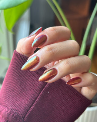 Image provided for Bee's Knees by a paid swatcher featuring the nail polish " The Bar is in Hell "