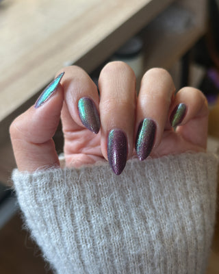 Image provided for Bee's Knees by a paid swatcher featuring the nail polish " Will Self-destruct For Likes "