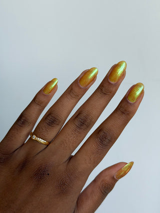 Image provided for Bee's Knees by a paid swatcher featuring the nail polish " Crown of Coral and Pearls "