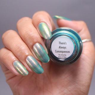 Image provided for Bee's Knees by a paid swatcher featuring the nail polish " There's Always Consequences "