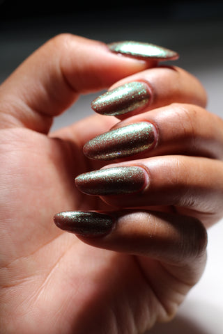 Image provided for Bee's Knees by a paid swatcher featuring the nail polish " Tend the Flames "