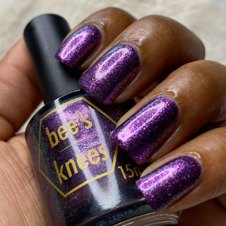 Image provided for Bee's Knees by a paid swatcher featuring the nail polish " Nevermore "