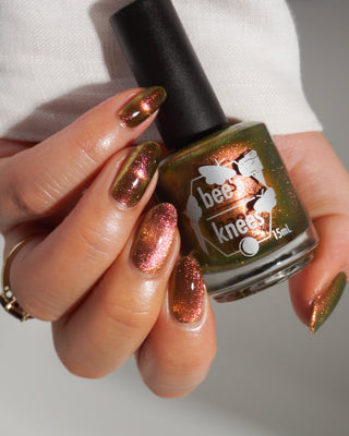 Image provided for Bee's Knees by a paid swatcher featuring the nail polish " I'm Nobody "