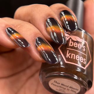 Image provided for Bee's Knees by a paid swatcher featuring the nail polish " That Word Means Everything to Him "