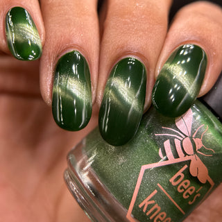 Image provided for Bee's Knees by a paid swatcher featuring the nail polish " Believing Something does not Make it True "