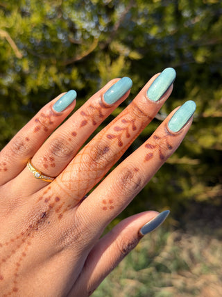 Image provided for Bee's Knees by a paid swatcher featuring the nail polish " Merciless Life "