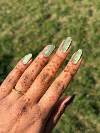 Image provided for Bee's Knees by a paid swatcher featuring the nail polish " The Horror of the Truth "