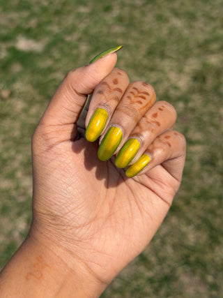 Image provided for Bee's Knees by a paid swatcher featuring the nail polish " The Spirit of the Forest "