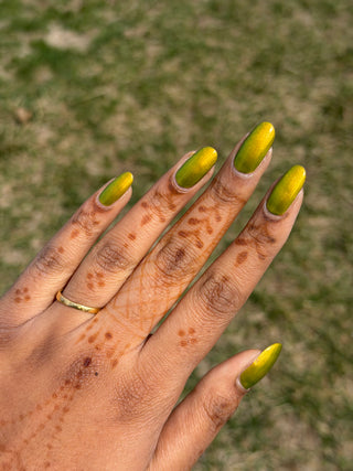 Image provided for Bee's Knees by a paid swatcher featuring the nail polish " The Spirit of the Forest "