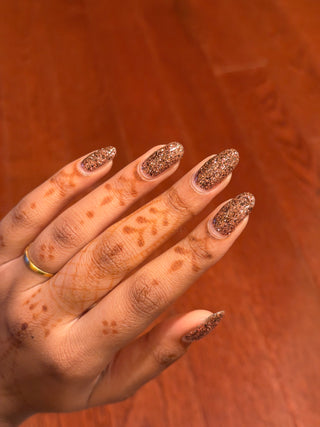 Image provided for Bee's Knees by a paid swatcher featuring the nail polish " My Place was Never in this World "