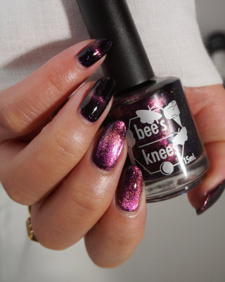 Image provided for Bee's Knees by a paid swatcher featuring the nail polish " Have Care for My Virtue "