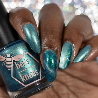 Image provided for Bee's Knees by a paid swatcher featuring the nail polish " I Can't Drown my Demons they Know How to Swim "