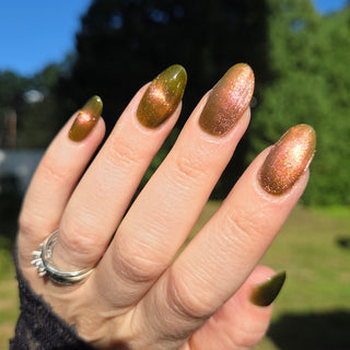 Image provided for Bee's Knees by a paid swatcher featuring the nail polish " I'm Nobody "