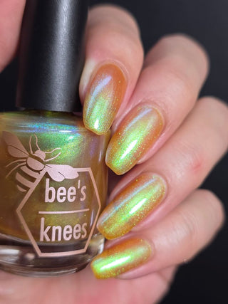 Image provided for Bee's Knees by a paid swatcher featuring the nail polish " Crown of Coral and Pearls "