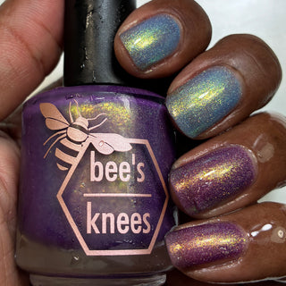 Image provided for Bee's Knees by a paid swatcher featuring the nail polish " Let the Ocean Take Me "