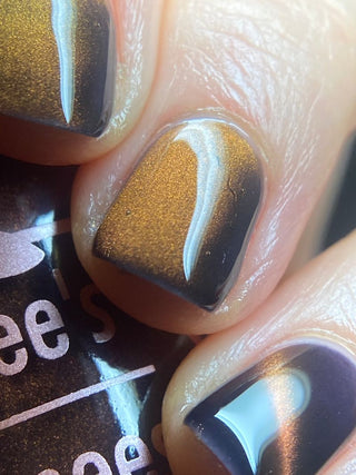 Image provided for Bee's Knees by a paid swatcher featuring the nail polish " That Word Means Everything to Him "