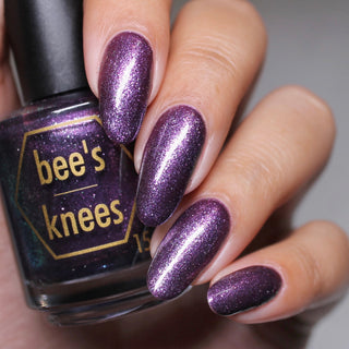 Image provided for Bee's Knees by a paid swatcher featuring the nail polish " Nevermore "