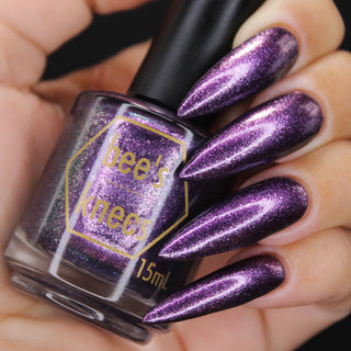 Image provided for Bee's Knees by a paid swatcher featuring the nail polish " Nevermore "