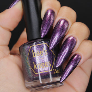 Image provided for Bee's Knees by a paid swatcher featuring the nail polish " Nevermore "