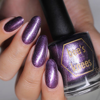 Image provided for Bee's Knees by a paid swatcher featuring the nail polish " Nevermore "