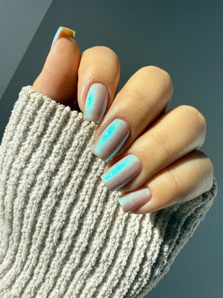 Image provided for Bee's Knees by a paid swatcher featuring the nail polish " Only Monsters Play God "
