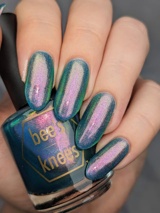 Image provided for Bee's Knees by a paid swatcher featuring the nail polish " There's Always Consequences "