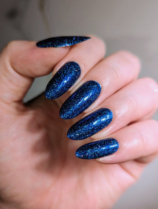 Image provided for Bee's Knees by a paid swatcher featuring the nail polish " Game Playing Deviant "
