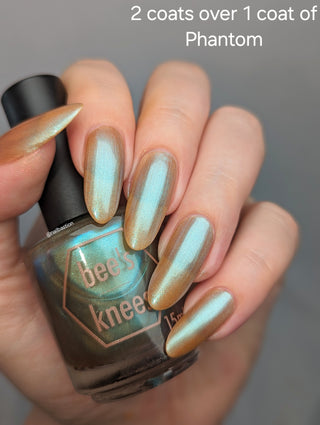 Image provided for Bee's Knees by a paid swatcher featuring the nail polish " Torrent "