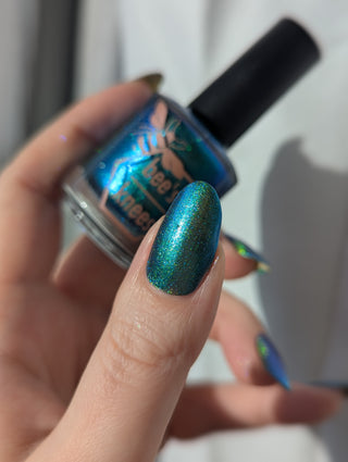 Image provided for Bee's Knees by a paid swatcher featuring the nail polish " In Seeking Life, I Created Death "
