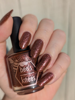 Image provided for Bee's Knees by a paid swatcher featuring the nail polish " The Narrow Limits of Academia "
