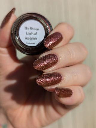 Image provided for Bee's Knees by a paid swatcher featuring the nail polish " The Narrow Limits of Academia "