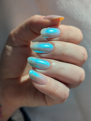 Image provided for Bee's Knees by a paid swatcher featuring the nail polish " Only Monsters Play God "