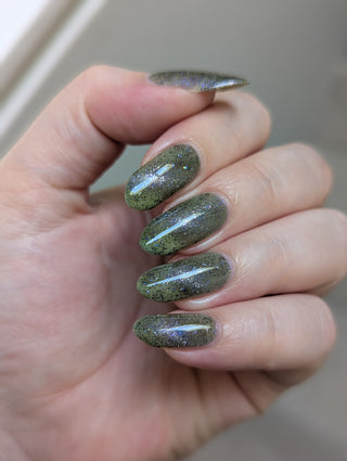 Image provided for Bee's Knees by a paid swatcher featuring the nail polish " What's a Little Blackmail Between Friends "