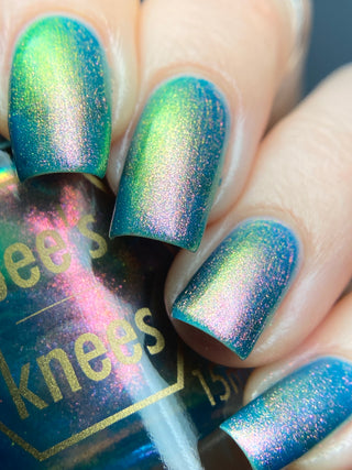 Image provided for Bee's Knees by a paid swatcher featuring the nail polish " There's Always Consequences "