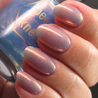 Image provided for Bee's Knees by a paid swatcher featuring the nail polish " Del Lago "