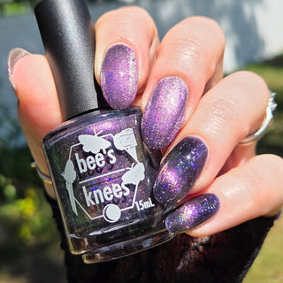 Image provided for Bee's Knees by a paid swatcher featuring the nail polish " Death is its Own Kind of Rebirth "