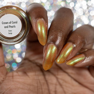Image provided for Bee's Knees by a paid swatcher featuring the nail polish " Crown of Coral and Pearls "