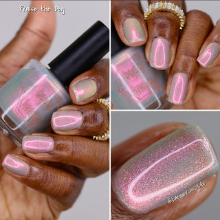 Image provided for Bee's Knees by a paid swatcher featuring the nail polish " Praise the Dog "