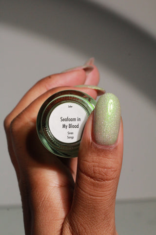 Image provided for Bee's Knees by a paid swatcher featuring the nail polish " Seafoam in my Blood "