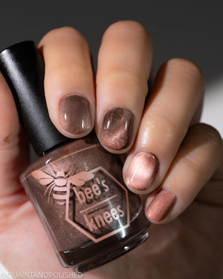 Image provided for Bee's Knees by a paid swatcher featuring the nail polish " She is Gone and I Long to Follow "