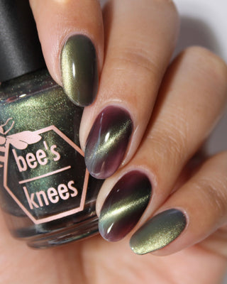 Image provided for Bee's Knees by a paid swatcher featuring the nail polish " The Horror of the Truth "