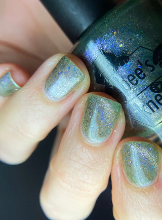 Image provided for Bee's Knees by a paid swatcher featuring the nail polish " What's a Little Blackmail Between Friends "