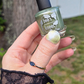 Image provided for Bee's Knees by a paid swatcher featuring the nail polish " There is Nothing But Stone "