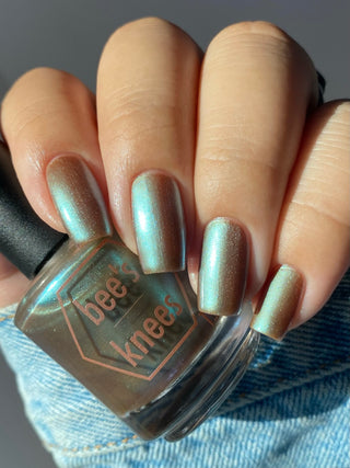Image provided for Bee's Knees by a paid swatcher featuring the nail polish " Torrent "