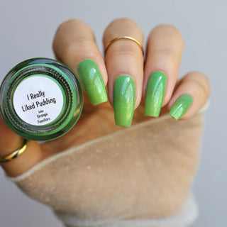Image provided for Bee's Knees by a paid swatcher featuring the nail polish " I Really Liked Pudding "