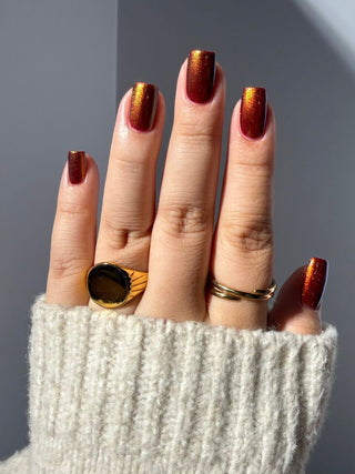 Image provided for Bee's Knees by a paid swatcher featuring the nail polish " The Bar is in Hell "