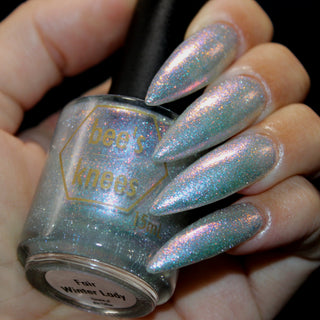Image provided for Bee's Knees by a paid swatcher featuring the nail polish " Fair Winter Lady "