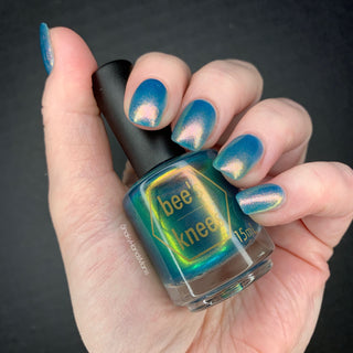 Image provided for Bee's Knees by a paid swatcher featuring the nail polish " There's Always Consequences "