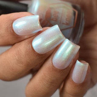 Image provided for Bee's Knees by a paid swatcher featuring the nail polish " Only Monsters Play God "